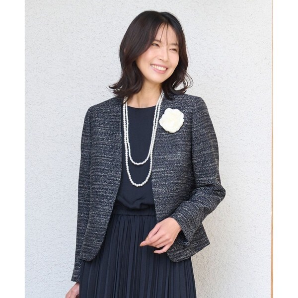 WEB限定/追加》ツイードVネック ノーカラージャケット◇ | スローブ