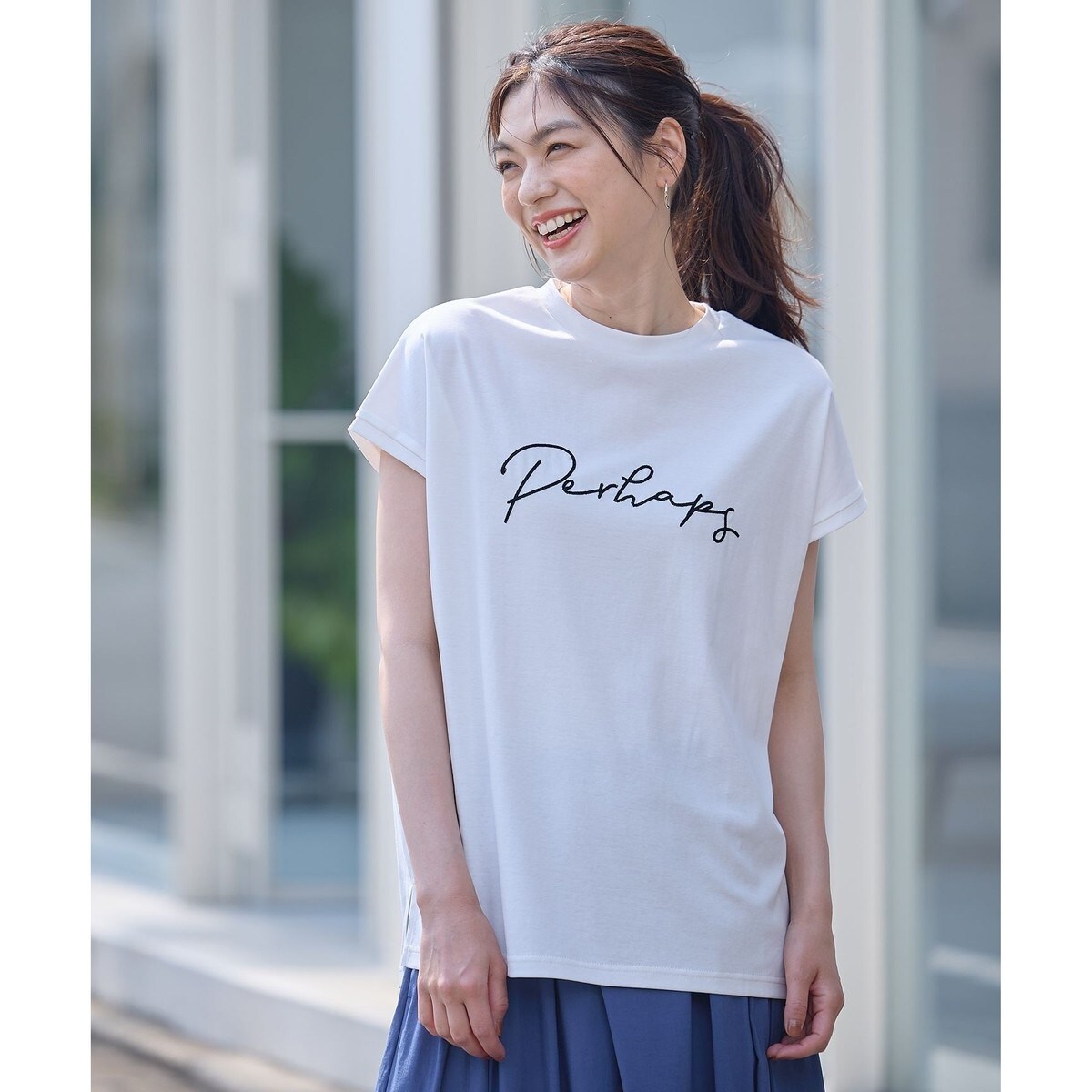 23区 スムースデザイン フレンチスリーブ Tシャツ 23区 tシャツ 「汗じみ防止/洗える」スムースデザイン フレンチ