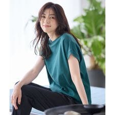 【UVケア/接触冷感】モックネックフレンチスリーブＴシャツ