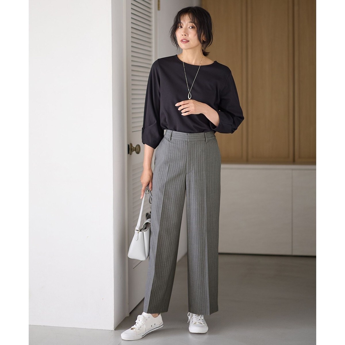 【ウエストゴム/２ＷＡＹストレッチ】ワイドパンツ