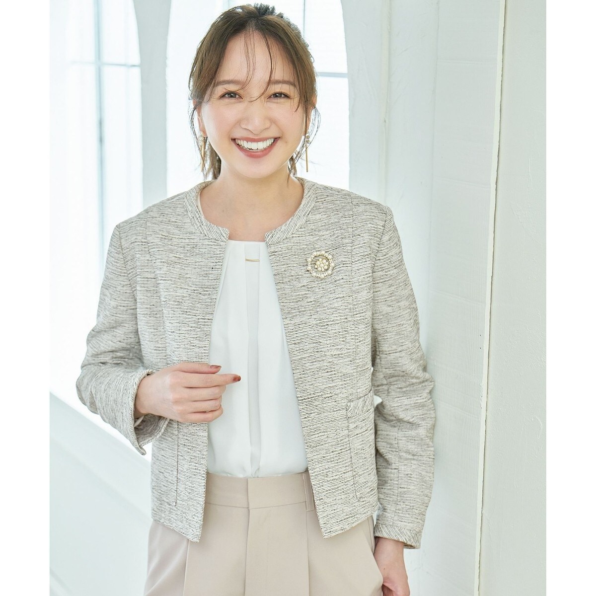 誕生日プレゼント 高見え間違いなし！こだわり仕立てのツイードジャケット ジャケット・アウター