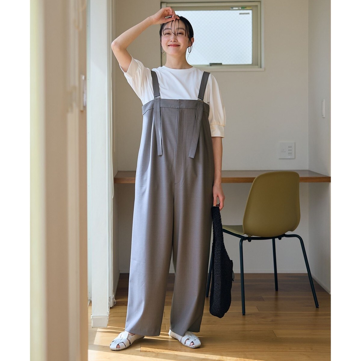 anyFAM エニィファム フロントジップサロペット チャコール