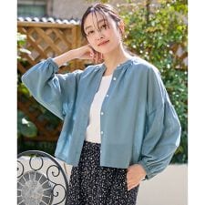 【洗濯機可】シアーテックリネンギャザーブラウス