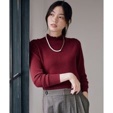 【6色展開】フリルネックニット