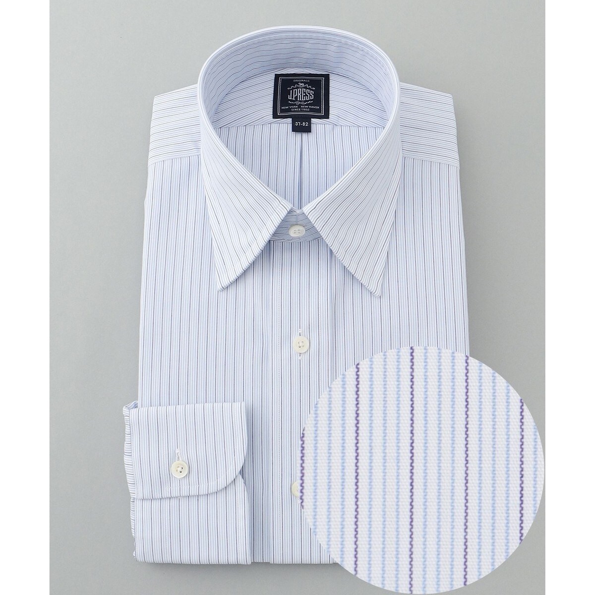 新品 ジェイプレス プレミアムプリーツシャツ 43-86 XL相当 青ストライプ PREMIUM PLEATS / 形態安定】BROADジャーミンストライプシャツ