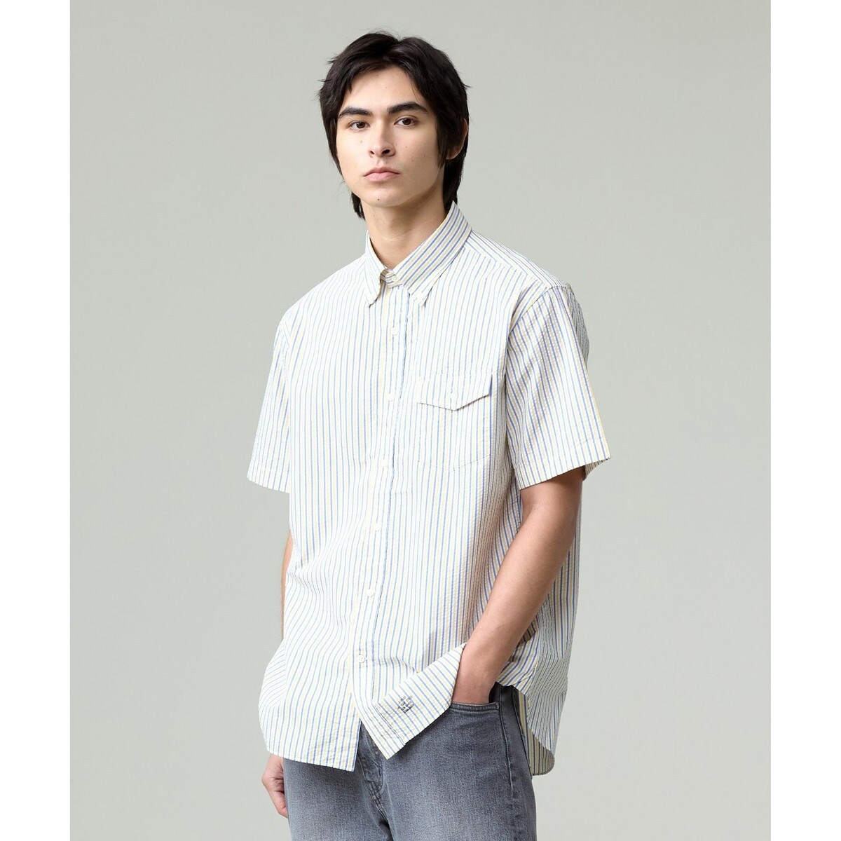 PREMIUM PLEATS / 形態安定】ピンオックス 半袖シャツ / B.D.