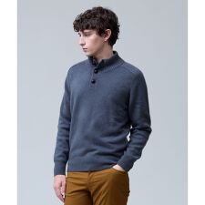 【カシミア100%使用】カシミヤリブモックネック ニット