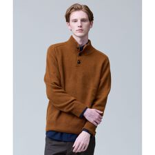 【カシミア100%使用】カシミヤリブモックネック ニット