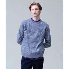 ウール×カシミヤの上質素材【Cash Lamb's Wool】ケーブルクルーネック ニット_25年モ