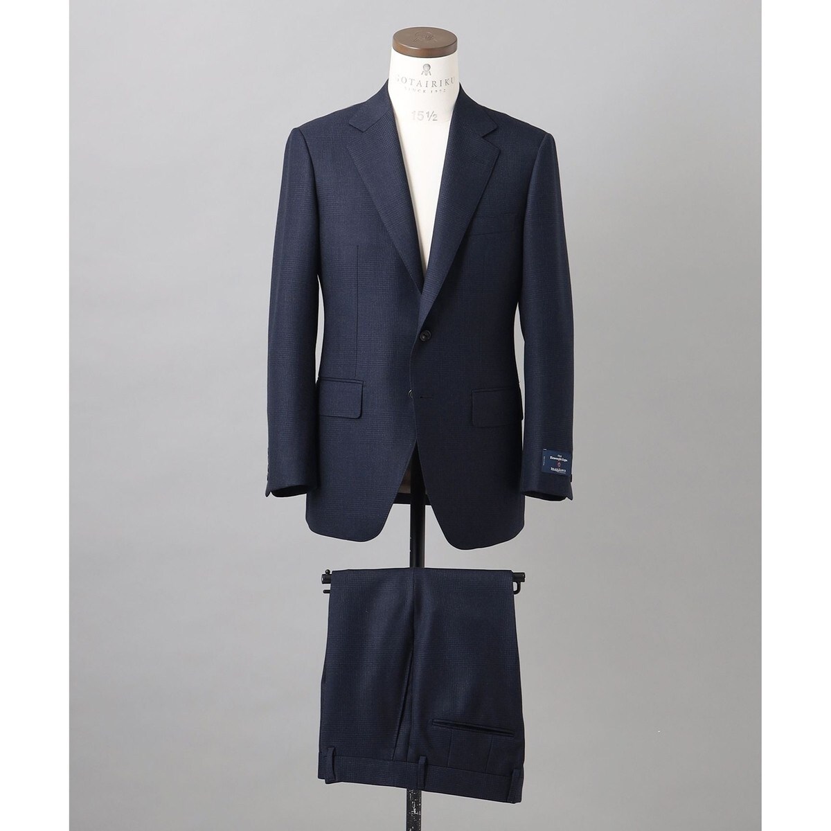 Lolopiana ネイビー✖️白　シルク混　ジャケット　AB6 Loro Piana Fabric】365 通年スーツ(ネイビー×ストライプ