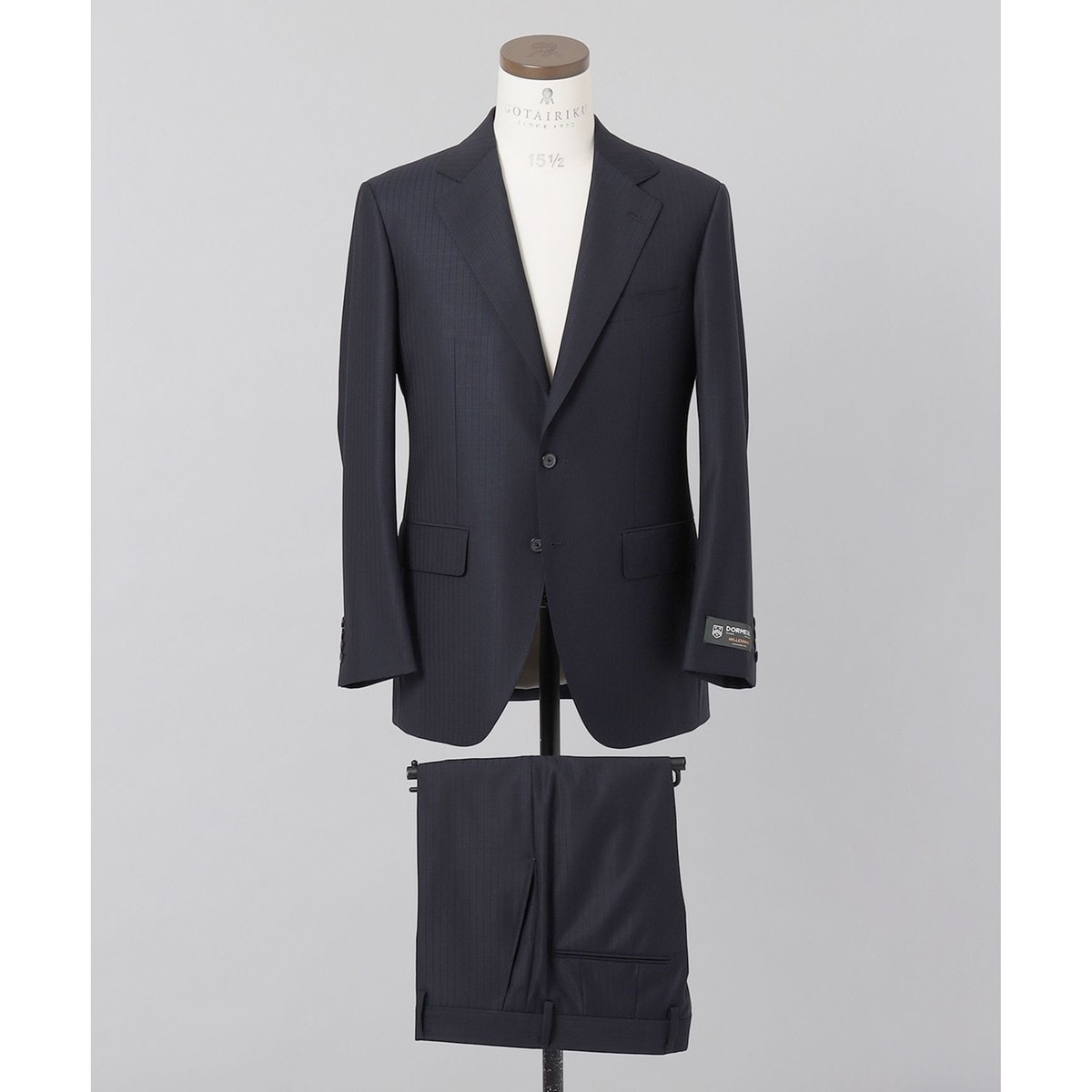 美品 ロロピアーナ ミケランジェロ シャドーストライプ柄3ピーススーツ ネイビー Loro Piana 365 ネイビースリーピース シャドーストライプ