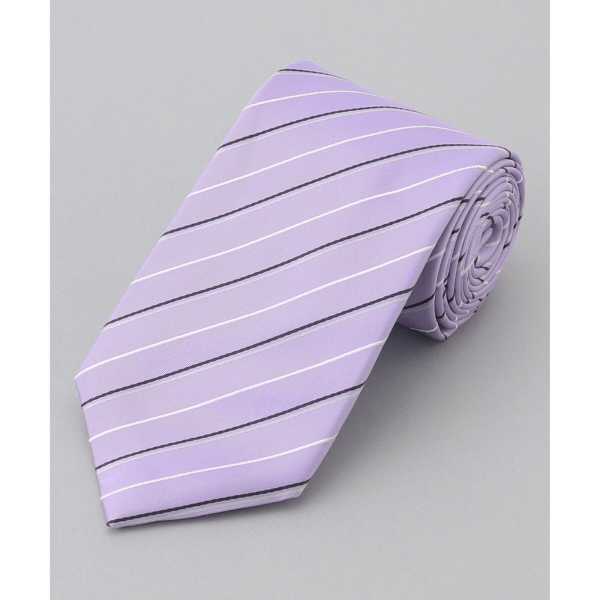 【新品】gotairiku 五大陸 ネクタイ パープル 紫 ホワイト 白 レジメンタルストライプ タグ付 プレゼントにも○ 日本製 