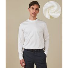 仕事で着られる 綿100％ 【洗える】カバーネック ドレスTシャツ_ロング