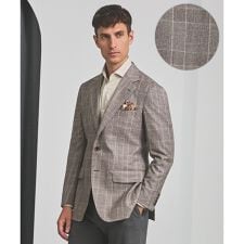 【CANONICO/カノニコ】サキソニーウールコットンブレンド ジャケット_ブラウンチェック