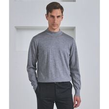 25年新作【洗える/チクチクしにくい/ピリングしにくい】イタリア糸 ハイゲージ カバーネックニット_