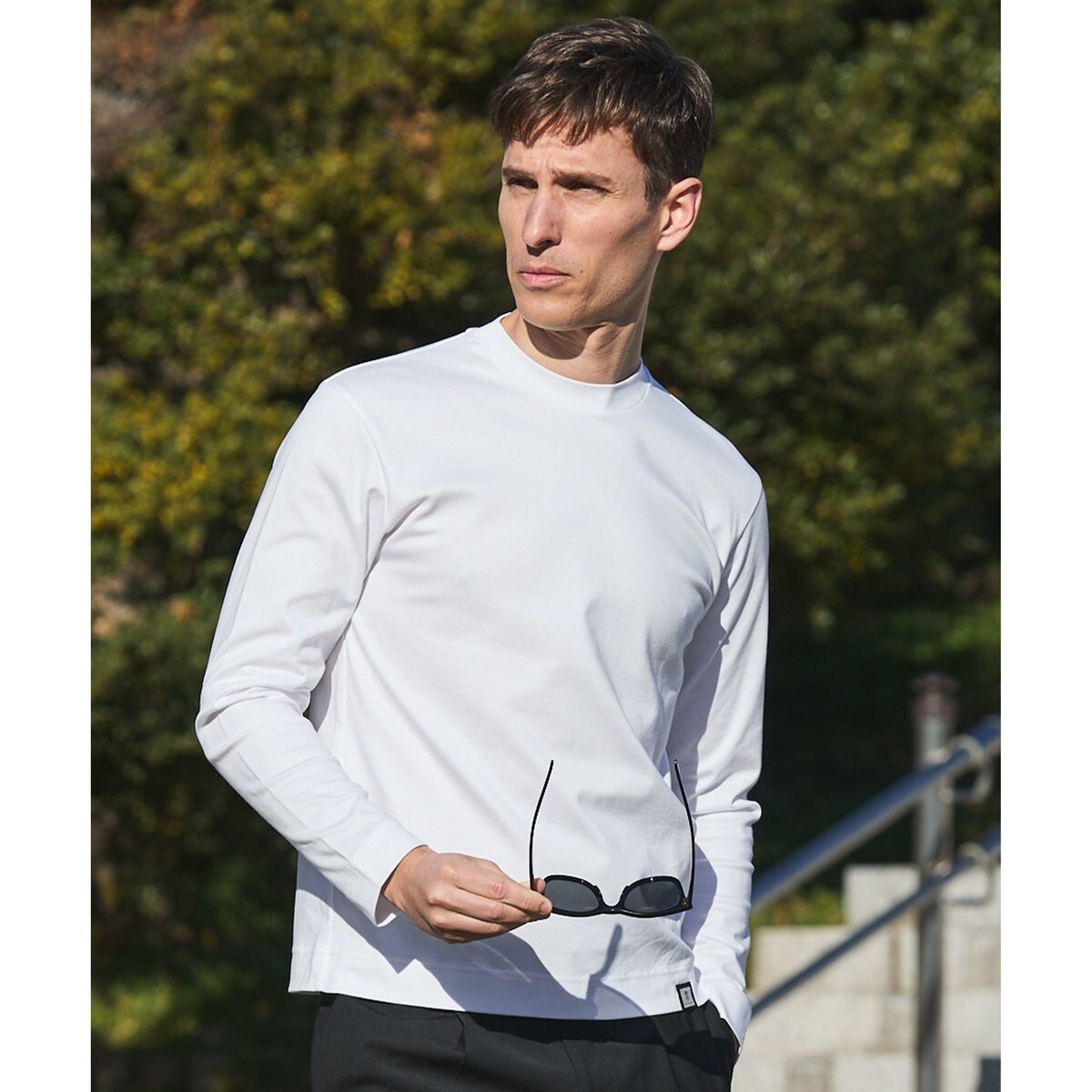 仕事で着られる 綿100％ 【洗える】カバーネック ドレスTシャツ_ロング