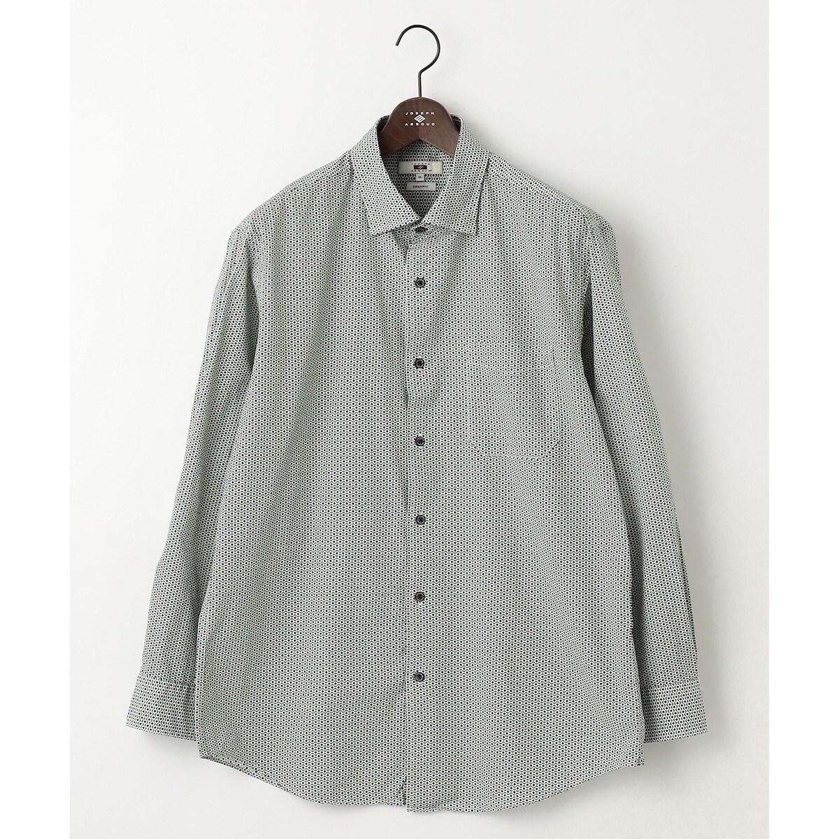 大きいサイズ】シナコバ 綿オックス 総柄プリント ボタンダウン長袖