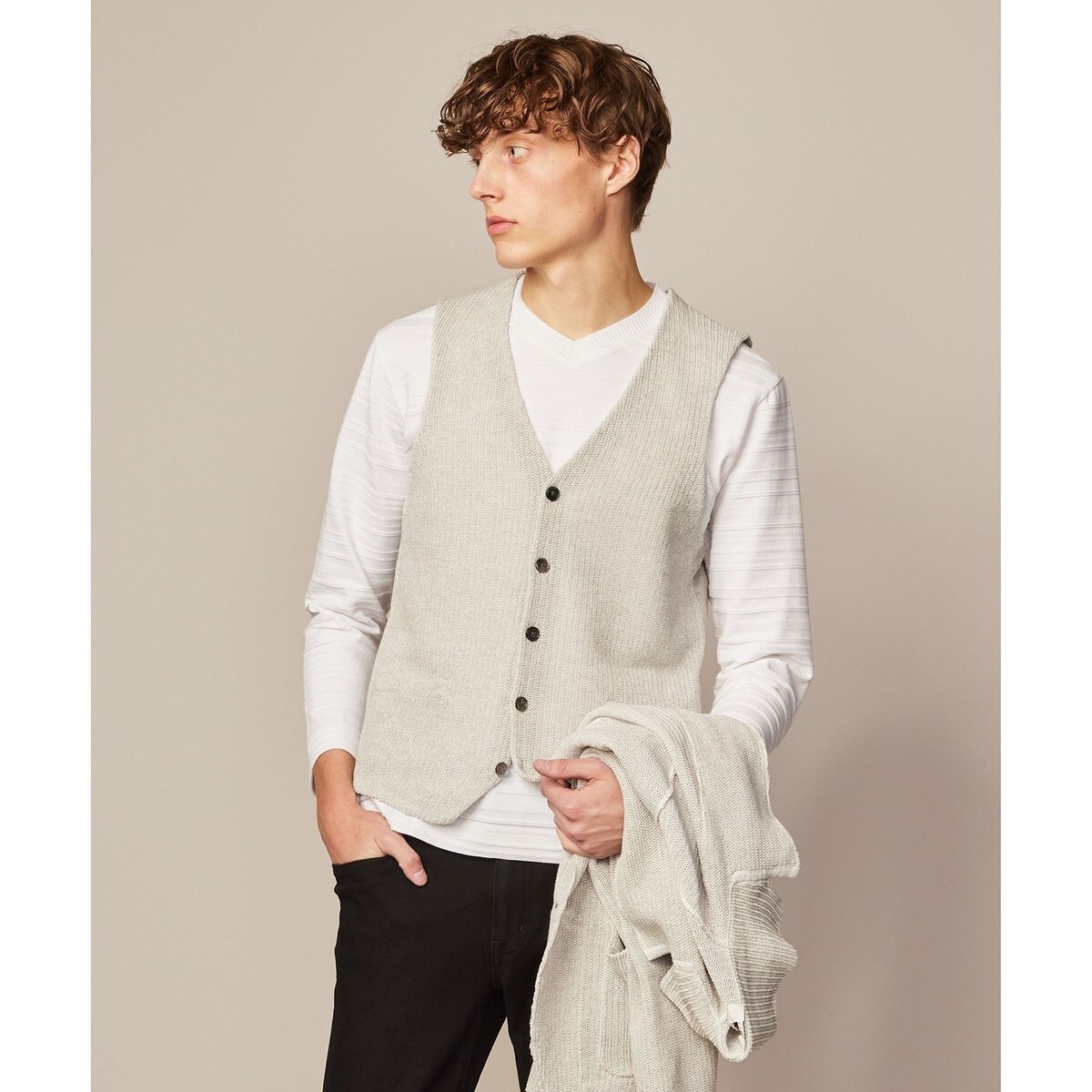 ■JOSEPH ABBOUD ジョセフ アブード 定価2.4万 秋冬 オーガニックコットン ケーブル編み ニット ジャケット 2L 白 0307 001▲030▼are1372e JOSEPH ABBOUD ジョセフ アブード 定価2.4万 新品 NEW BEDFORD ピン