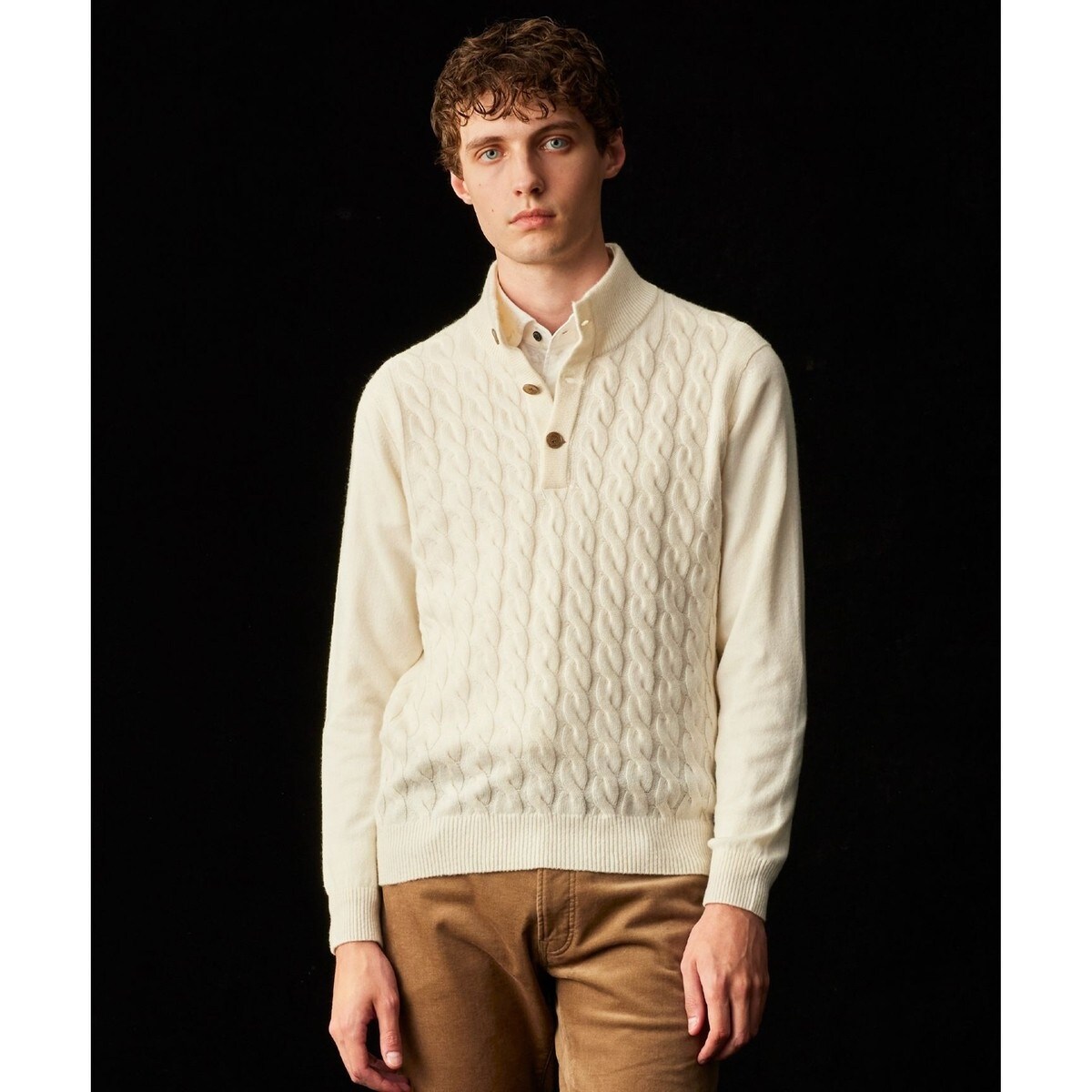 【カシミヤ混/洗える】カシミヤブレンド ハイネック プルオーバー ニット