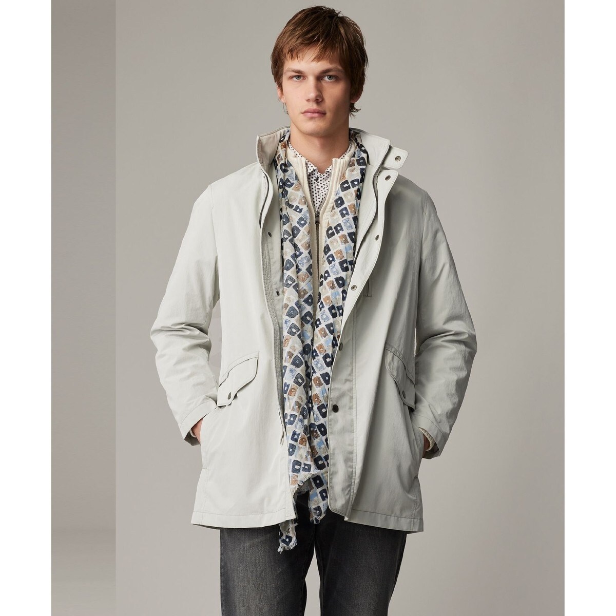 ★JOSEPH ABBOUD★ステンカラーコート★ナイロン★ストライプ★3L★ J.PRESS YORK STREET ステンカラーコート コート 「UNISEX