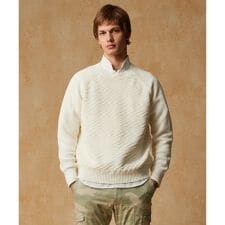 【キングサイズ・和紙使用エコ素材/日本素材/軽量/通気性/速乾性】和紙ムリネ ニット クルーネック