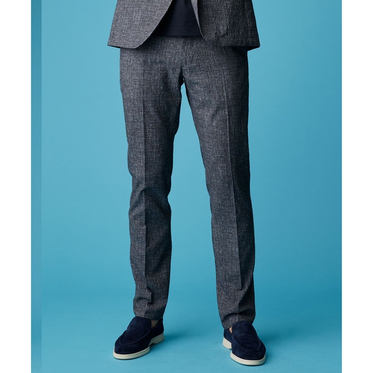 【キングサイズ・ウエストも伸びる！クールビズ】ライトウェーブライト パンツ