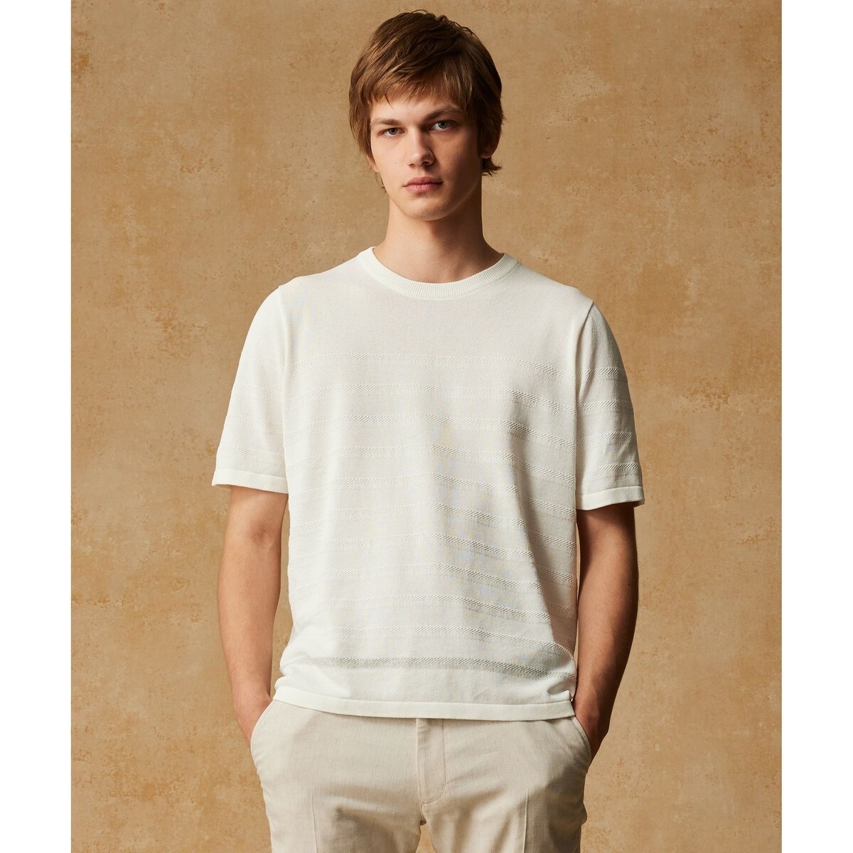 エコ素材/軽量/通気性/速乾性】ペーパーヤーンニット Tシャツ 