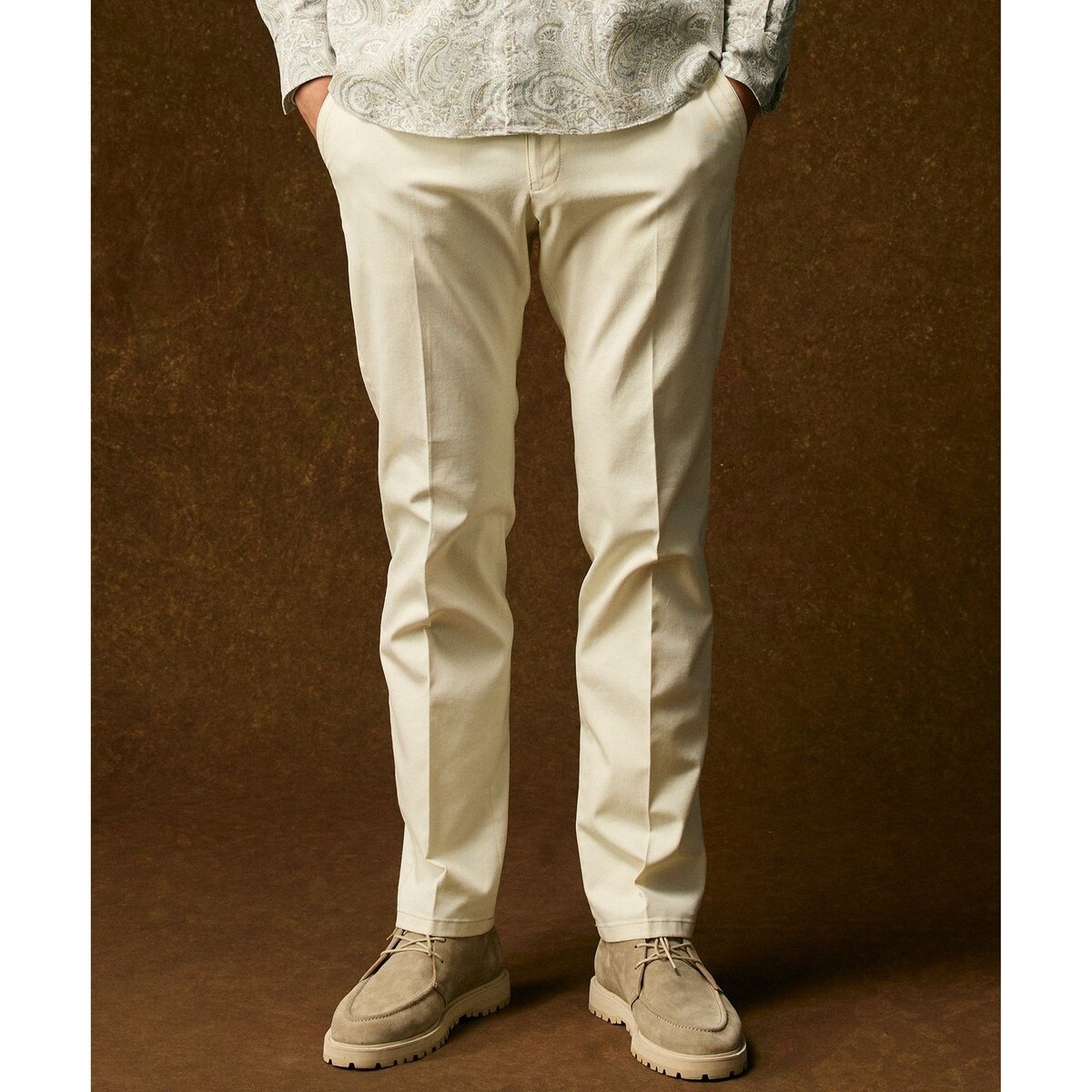 【キングサイズ・ウエストも伸びる！オーガニックコットン使用・25AW】トリコチンストレッチ パンツ