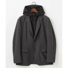 【洗える・撥水/フードが外せる】メランジハイパワー2wayストレッチ ジャケット