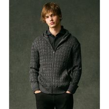 【オリジナルオーガニックコットン使用/サスティナブル】JOE COTTONケーブル ニットパーカー