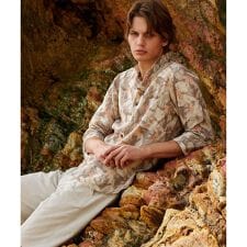 ボタニカルプリント7分袖シャツ