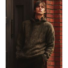 【インポート素材/軽量】ベビーアルパカ ニットパーカー