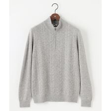 【キングサイズ・暖か/軽量】カシミヤブレンド ハーフジップ ニット