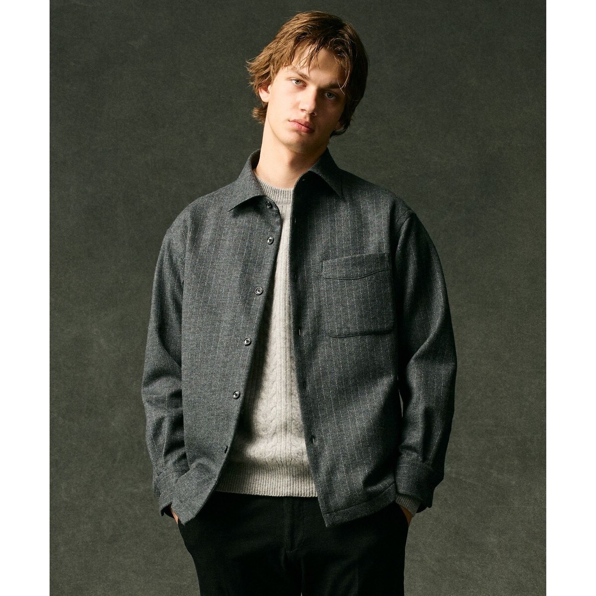 軽量/ストレッチ/尾州が誇る上質素材 】ウールミルドジャージーシャツ