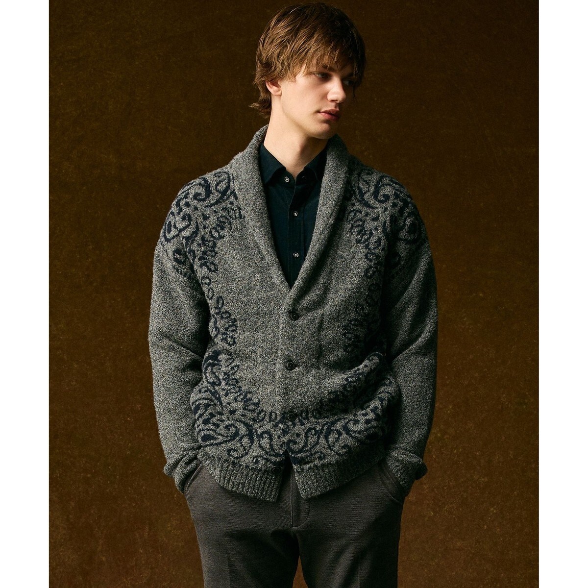 美品✨【avancer / アボンシェル】ショールカラー カーディガン 46M avancer / アボンシェル】ショールカラー カーディガン | エディフィス