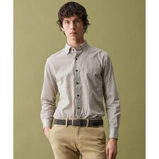 【オーガニックコットン使用・JAPANファブリック】ジオメトリックパターンプリントシャツ　26SSモ