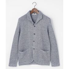 【エコ素材和紙使用・日本素材】和紙杢メッシュクルーネック ニットジャケット