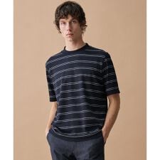 【エコ素材和紙使用・日本素材を日本縫製 ・軽量・通気性】和紙フライスボーダーＴシャツ