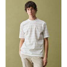 【キングサイズ/和紙使用/日本素材を日本縫製/通気性】和紙フライスボーダーＴシャツ