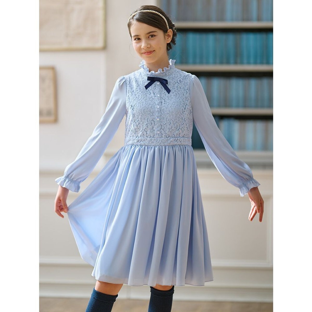 kumikyoku フォーマル　ワンピース 組曲｜【KUMIKYOKU NAVY】コンフォータブルドレープ レース襟