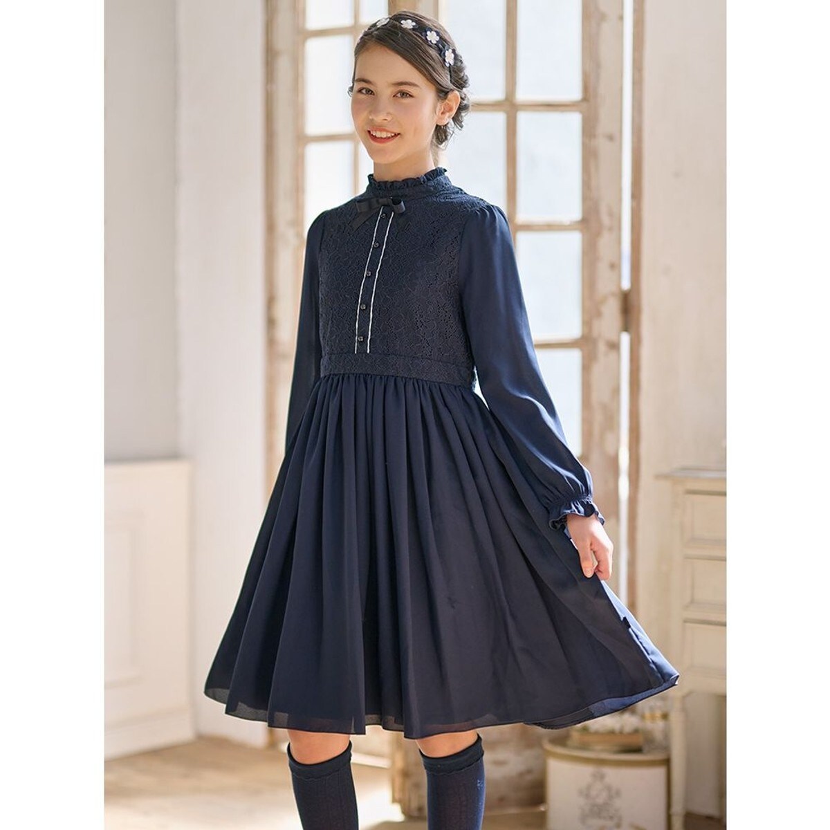 美品　組曲　刺繍ワンピース　3点セット120cm フラワーレイヤープリント ワンピース / 組曲 | ファッション通販