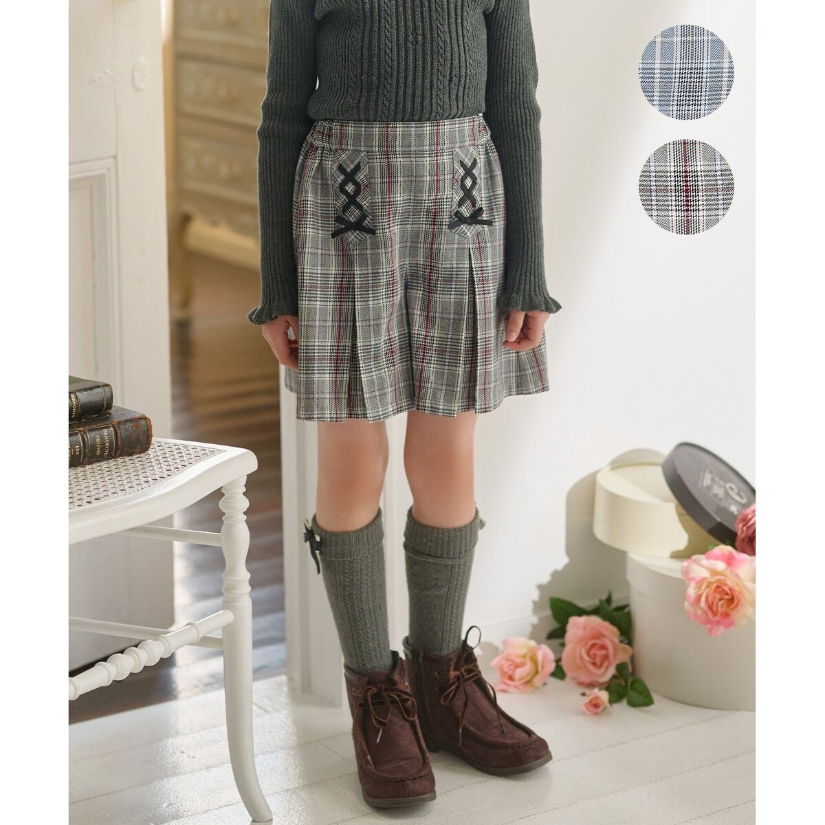 グレー チェック柄 キュロット チェック柄キュロットパンツ｜INGNI(イング) 公式通販｜INGNI STORE