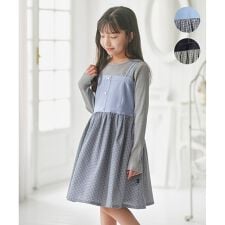 【150-170cm】チェックドッキング ワンピース