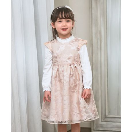 組曲 ワンピース 刺繍 花柄 短 リボン ピンク かわいい 110-120 セット 