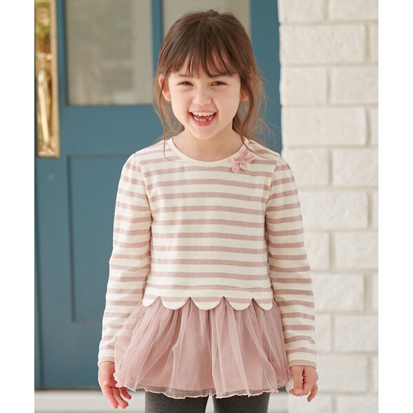 OHGA】千鳥柄 フレアシルエット 長袖ブラウス