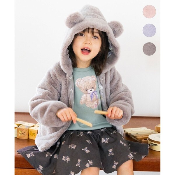 anyfam コート　アニマル耳 フェイクファー セールアニマル耳 フェイクファー ブルゾン（ブルゾン）｜ANY