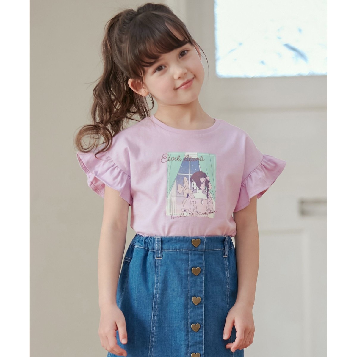 袖フリル エモプリント Ｔシャツ | エニィファム(any FAM