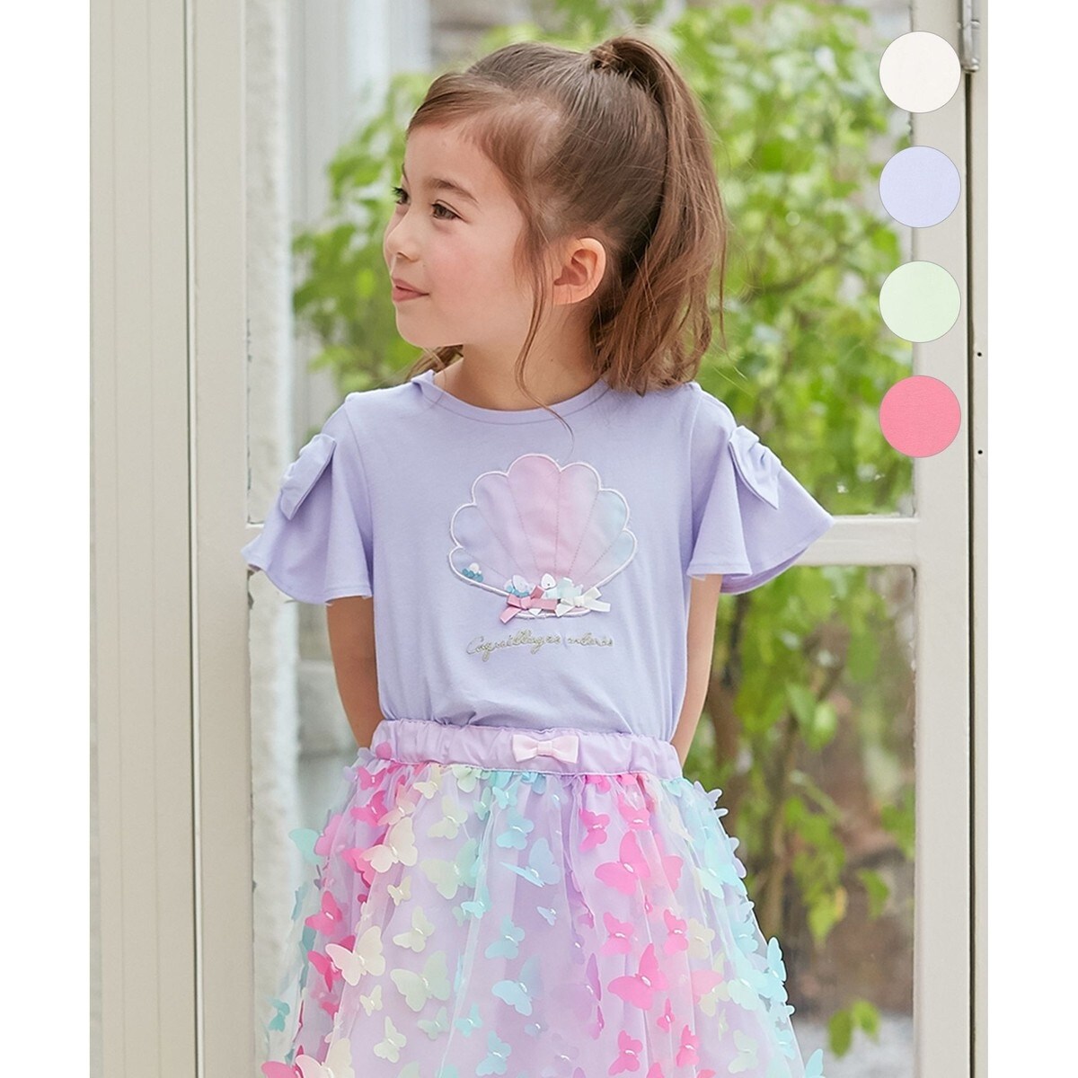 any FAM Tシャツ 120cm フリル袖　ユニコーン any FAM× リトルツインスターズ 】キキ＆ララ 袖レースTシャツ