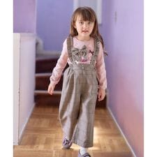 フリル チェック サロペット