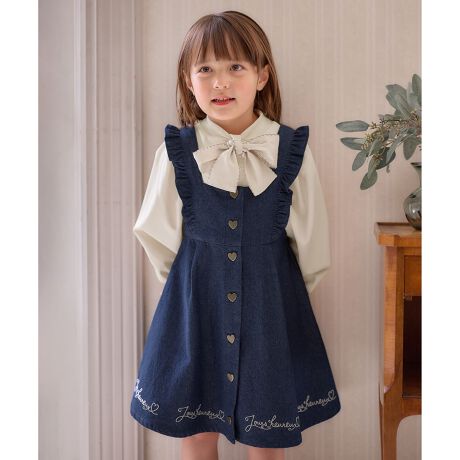 良品 メゾピアノ お花刺繍 切り替え ワンピース 140（メゾ ピアノ  